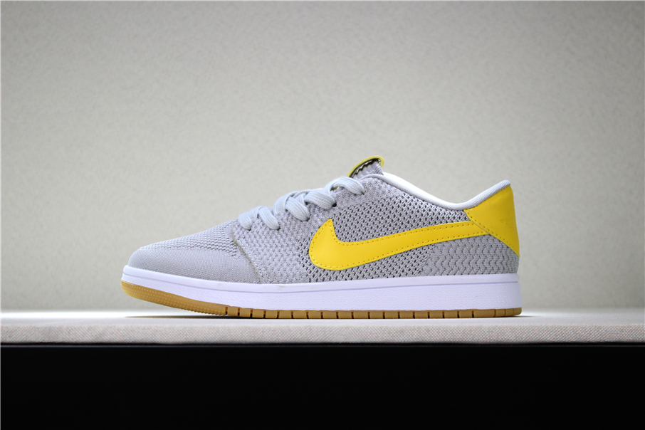 Air Jordan 1 Low Flyknit Grey Yellow 