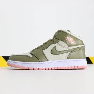 air jordan 1 mid green and pink