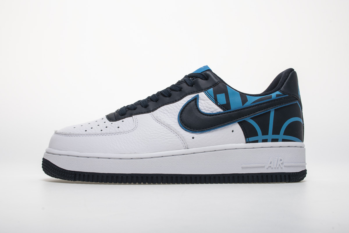 black blue and white air force ones