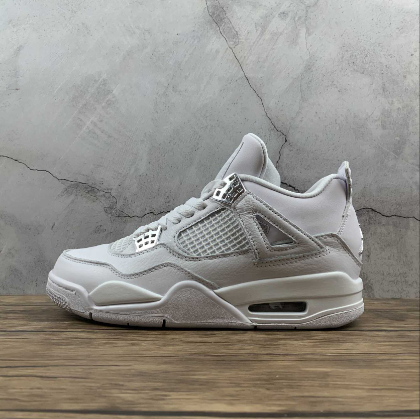 Mens Air Jordan Retro 4 IV Pure Money White Metallic Silver 308497-100 