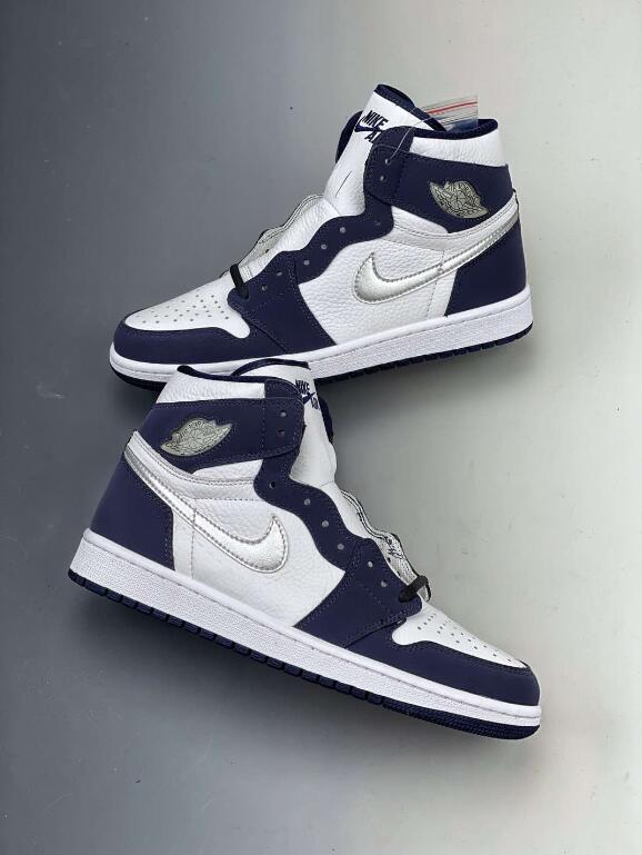 2021 New Air Jordan 1 High OG CO JP Navy Blue White Metallic Silver ...