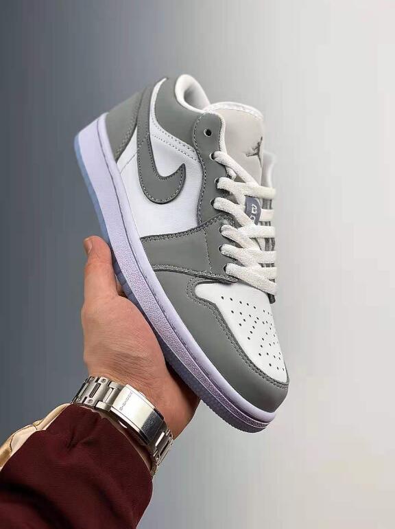 2021 Buy US WMNS Air Jordan 1 Low White Wolf Grey Aluminum Basketball ...