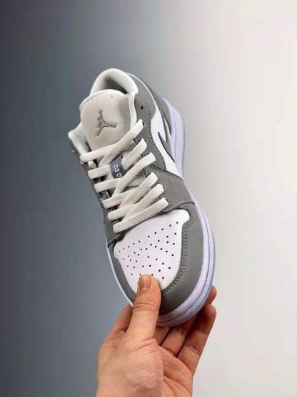 2021 Buy US WMNS Air Jordan 1 Low White Wolf Grey Aluminum Basketball ...