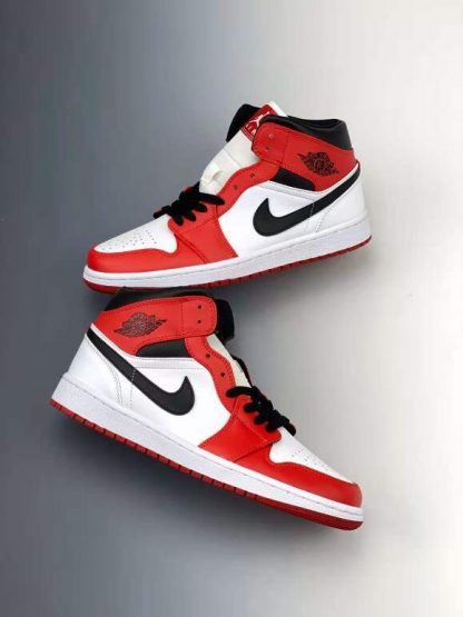 2021 Latest Cheap Air Jordan 1 Mid White Red 554724-173 Men Sneaker ...