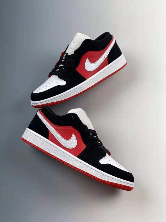 2021 New Air Jordan 1 Low Chicago Bulls Sneaker Black Red White DC0774 ...