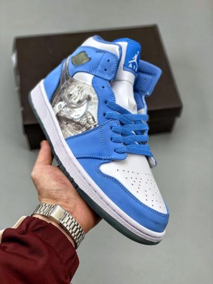 2021 Cool Air Jordan 1 Retro Alpha White University Blue Basketball ...